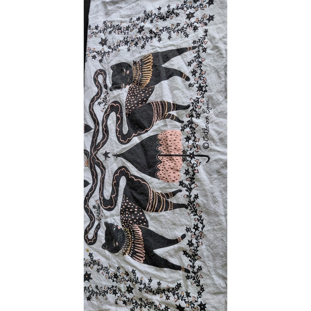 printed illustration bandana whimsical occult Gothic textil Decorative tea towel - Picture 7 of 11